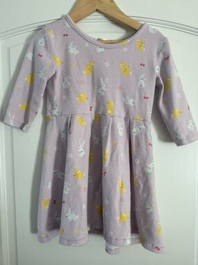 Girls' Lavender Bunny Print Long Sleeve Dress Size 5T
